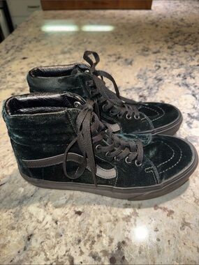 Vans Sk8-Hi Velvet High Top Sneakers - Dark Green & Black